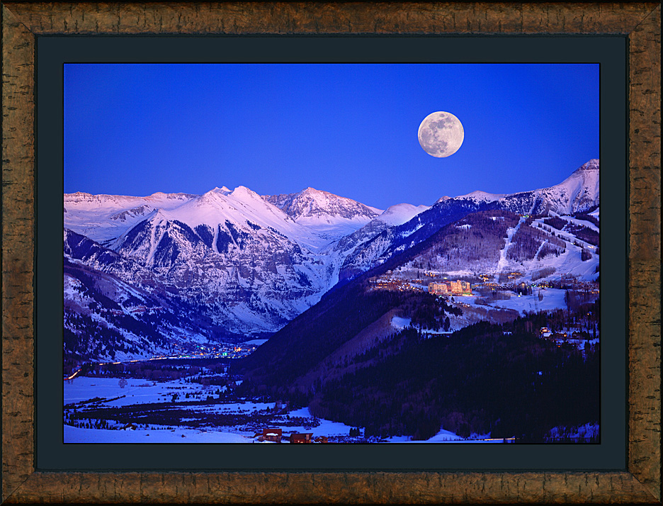 framed moon over telluride