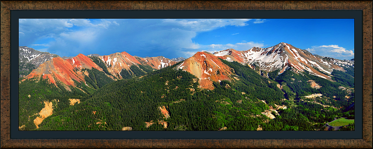 framed pan red mountains