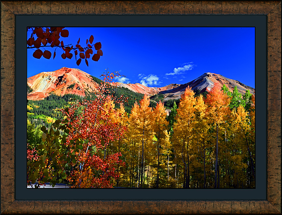 Framed Red Mountain Autumn